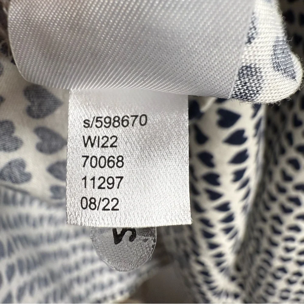 LOFT Black and White Geometric Blouse with Heart Pattern Size Small GUC